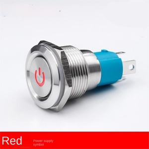 Interrupteur à bouton-poussoir 19 mm à tête plate, étanche IP65, avec anneau LED lumineux, en acier inoxydable, 1NO1NC, 3A, 220V, avec logo d'alimentation - Product Image 4