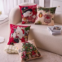 Housse de coussin de Noël, imprimé Père Noël, bonhomme de neige, sapin de Noël, rouge, décorations festives de Noël, plusieurs motifs, personnalisable