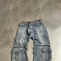 Aupa celana lurus pria, Jeans longgar musim dingin Retro industri berat multi-saku desain ritsleting gaya jalanan tinggi Distressed