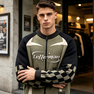 Pull tricoté zippé personnalisé pour homme, style motard, lourd, vente en gros, haute qualité, streetwear tendance - Product Image 3