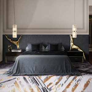 Lit double en cuir et tissu de luxe moderne de style italien <span class=keywords><strong>Baco</strong></span> avec cadre en bois massif - Product Image 1