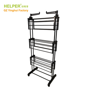 Factory Direct Sales Iron Spray <strong>4</strong> Tier Clothes Drying <strong>Rack</strong> with Wheels, Quality Foldable Cloth Drying <strong>Rack</strong> &amp; Towel <strong>Rack</strong> IS-M6031 - Product Image 4