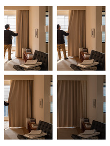 Rideau en polyester jacquard floral foncé rétro français d'Incheon, ouverture automatique par induction pour salon, bureau, chambre à coucher - Product Image 4
