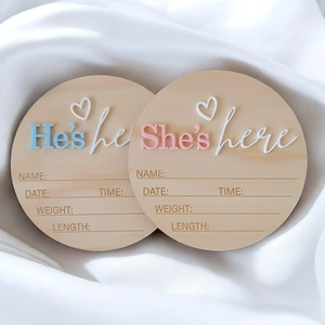 Insegna di Benvenuto per Neonati 'Hello World', Cartello di Annuncio Nascita per Ospedale, Accessori per Neonati, Targa <span class=keywords><strong>in</strong></span> <span class=keywords><strong>Legno</strong></span>, Biglietto di Benvenuto per Neonati - Product Image 6