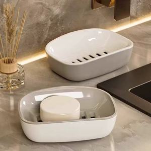 <span class=keywords><strong>Porte</strong></span>-<span class=keywords><strong>savon</strong></span> moderne en plastique à deux niveaux avec plateau auto-drainant et support, écologique, pour hôtels et salles de bain scolaires - Product Image 2