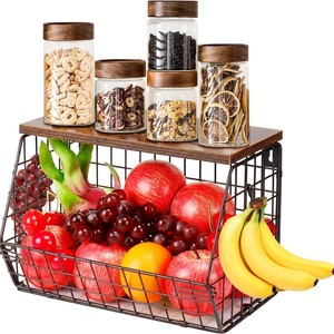Metal Countertop Storage Rack Rectangle Black <b>Large</b> Capacity Fruit <b>Basket</b> Kitchen Living Room Storage - Product Image 5