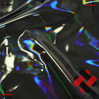 Vente entière arc-en-ciel coloré noir hologramme PU tissu polyester enduit pour veste en duvet imperméable