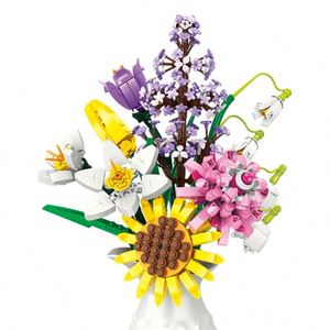 Set de 568 Bloques de Construcción de Plástico ABS para Armar un Jarrón de Flores Suculentas, Modelo de Ramo de Orquídeas Artificiales para Decoración de Escritorio - Product Image 3