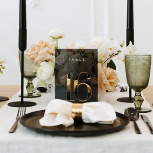 New Đen Acrylic bảng đám cưới số với 3D vàng gương trang trí nội thất nơi thẻ cho tiệc tiếp tân trang trí - Product Image 4