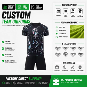 Ensemble de maillots de football sublimés haut de gamme, nom <span class=keywords><strong>d</strong></span>'équipe personnalisé, patch 3D, tenue de match de football professionnelle <span class=keywords><strong>d</strong></span>'élite - Product Image 1