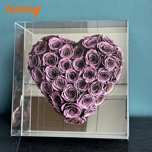 AM-PFE03CAmmy Preserved Natural Rose Mirror Acrylic <strong>Gift</strong> <strong>Box</strong> Valentine's Day Love Heart Real Flowers Wedding <strong>Christmas</strong> Large - Product Image 5