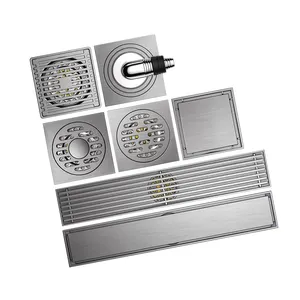 Win Top Factory Washing Machine Long Channel Drain Bathroom Rectangle Copper Shower Drain Stainless Steel Anti-Odor Floor Drain