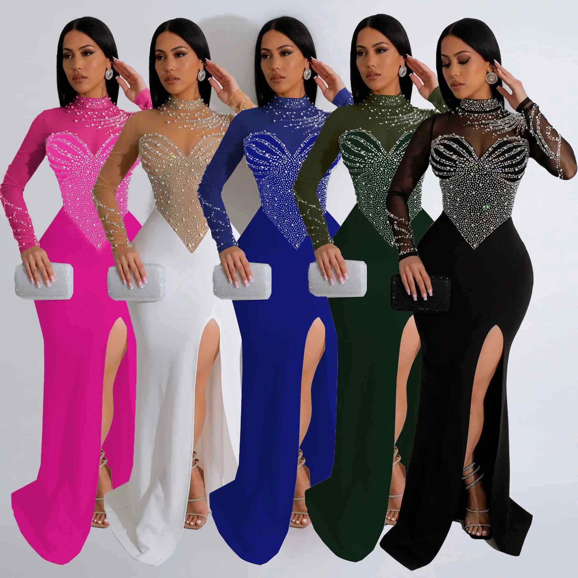 New Trend Mermaid Beaded Pearl Diamond Mesh See Through Full Sleeve Slit Long Evening Dresses| Alibaba.com New Trend Mermaid Beaded Pearl Diamond Mesh See Through Full Sleeve Slit Long Evening Dresses| Alibaba.com
