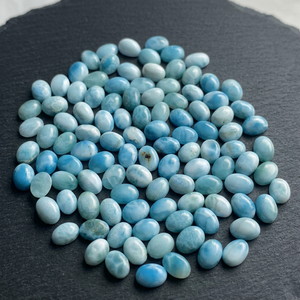Pierres précieuses en vrac de Larimar naturel de qualité bleu marine, taillées en ovale, certifiées IGI, calibrées - Product Image 2