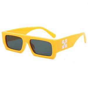 Nouveauté 2022, lunettes de soleil carrées jaunes rétro tendance, lunettes de soleil rectangulaires couleur bonbon pour hommes - Product Image 5
