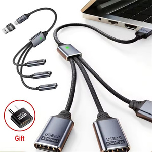 3-en-1 USB/<span class=keywords><strong>Tipo</strong></span> <span class=keywords><strong>C</strong></span> Splitter HUB Cable de expansión Multi-Puerto USB2.0 Carga rápida/Transferencia Cargador de teléfono Cable adaptador <span class=keywords><strong>OTG</strong></span> de alimentación - Product Image 1