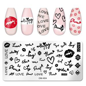 Placas de estampado de uñas con serpiente leopardo letra inglesa amor corazón hojas flores diseño uñas arte plantilla sello herramientas - Product Image 2