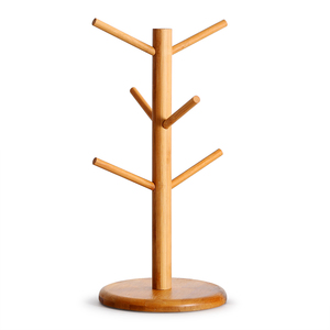 Supporto per asciugatura ad aria con 6 ganci rimovibili in <span class=keywords><strong>noce</strong></span> in piedi tipo portabicchieri in legno tazza da caffè forma albero organizzatore tazza - Product Image 6