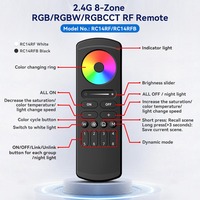 8 Zona Pengontrol Layar Sentuh Nirkabel LED RGBCCT Strip RF Remote Control Pencahayaan Strip RGBW Dengan Tombol Cincin Sentuh