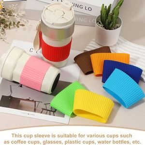 Multicolor Silicone Coffee Cup Sleeve Anti-slip Heat Resistant <b>Protector</b> for Mug <b>Glass</b> Stainless Steel - Product Image 3