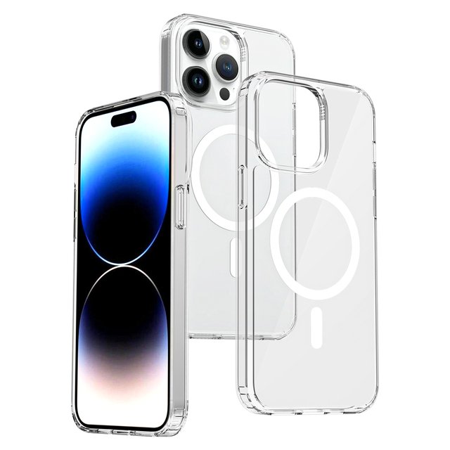 For iPhone 14 Pro Max Case Magnetic Transparent Phone Case TPU PC Hybrid Material Shockproof Cover for iPhone 16 15 14 Pro Max