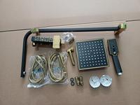 IProSan ensemble de pommeau de douche noir or bouton de douche, pommeau de douche, robinet thermostatique en laiton de salle de bain 8272