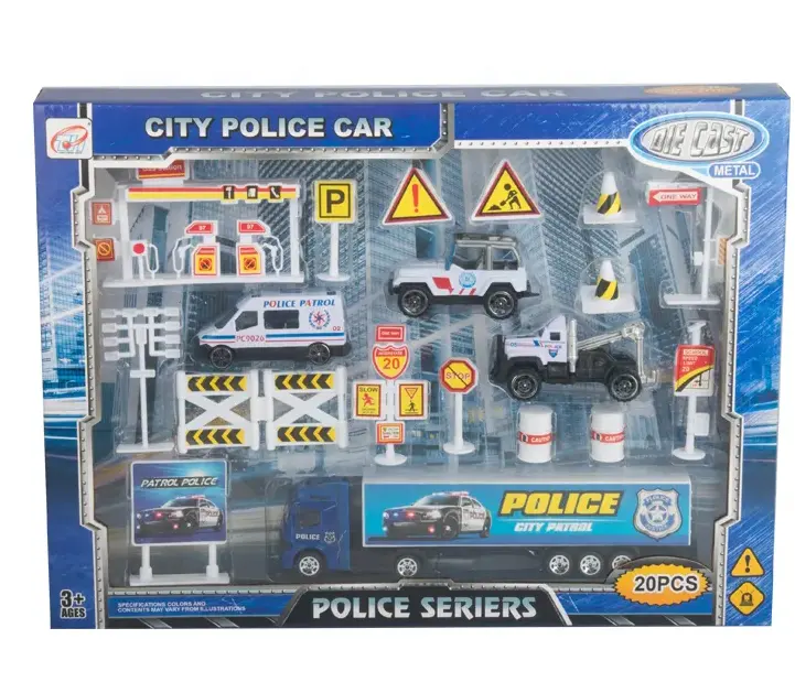 20PCS kids play set police series toy 1/64 diecast model car for sale