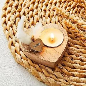 Wooden Heart Shaped Candle Holder <b>Tea</b> Light <b>Stand</b> Valentine's Day Home Decoration - Product Image 1