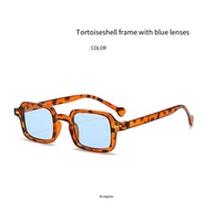 Petites lunettes de soleil carrées rétro à la mode pour femmes Lunettes de soleil punk bleues rétro classiques à imprimé léopard pour femmes