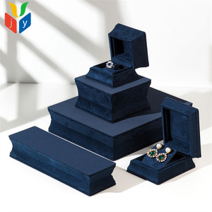 Luxury Custom Logo <strong>Jewelry</strong> <strong>Box</strong> Pu <strong>Leather</strong> Navy Blue Red Earring Ring Necklace <strong>Jewelry</strong> Packaging <strong>Box</strong> - Product Image 3