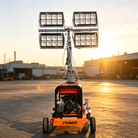 Tour d'éclairage mobile LED portable à moteur diesel 220V 12,5L avec mât télescopique sur remorque pour travaux routiers, certifiée CE, directement de l'usine