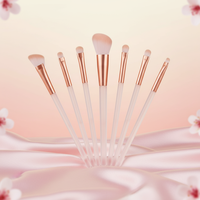 Ensemble professionnel de 8 pinceaux de maquillage pour les yeux, 100% contrôlés, personnalisables, manche en bois, fibres synthétiques, portable pour les voyages