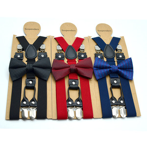 Adult Unisex Suspender Bow Ties Set Custom Logo Polyester Y Straps Metal Clip-on <strong>Braces</strong> Suspenders <strong>for</strong> <strong>Men</strong> Women Bowtie Set - Product Image 1