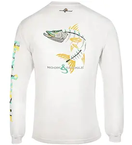 Custom Hot Selling White Cotton Sun Resistant Fishing Shirts T. Shirt Fishing