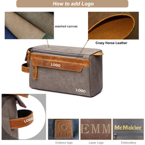Guangzhou Factory Custom <strong>Mens</strong> Toiletry Bag Cosmetic Shaving Dopp Kit Canvas Leather Travel Kit Toiletry Bag <strong>Pouch</strong> <strong>Mens</strong> - Product Image 3