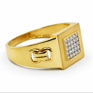 Elegant 22K Gold <b>Mens</b> <b>Ring</b> with Diamond Square Grid Design Stylish Heavy Finger <b>Ring</b> Luxury Jewellery for Daily Wear - Product Image 1