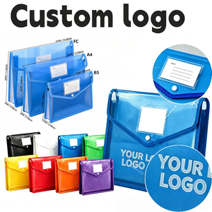 Porte-documents en plastique A4 personnalisé avec logo, transparent, extensible, grande capacité, avec fermeture à pression, étanche, pour le bureau - Product Image 1