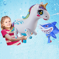 Jeux d'été Cadeau pour enfants Licorne Dinosaure Dauphin Vaisseau spatial Jouet gonflant pour piscine Bouée flottante Pistolet à eau