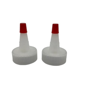 Tapa dispensadora de plástico de 28 mm a prueba de fugas y derrames con boquilla Yorker y tapa roja para botellas y productos químicos - Product Image 2