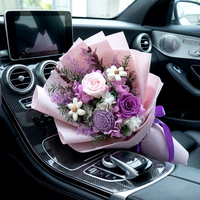 Bouquet de roses éternelles faites à la main multicolores pour Noël, mariage, anniversaire, Saint-Valentin, vente en gros