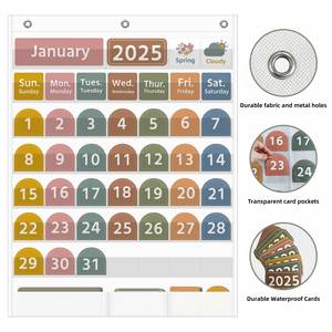 Calendrier de classe de janvier 2025 avec pochettes, jours colorés et cartes éducatives pour l'apprentissage des enfants et l'utilisation par les enseignants - Product Image 5