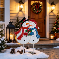Décorations de Noël Artisanales : Père Noël et Mère Noël en Métal pour Jardin, Boîte Cadeau, Décoration Extérieure pour Pelouse et Porche
