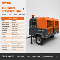 Compresseur à vis portable QIYUN, neuf, mobile, diesel, refroidi par air, sans huile, silencieux, pour usage minier