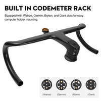 Guidon de route TOSEEK avec câblage interne 28,6 mm et support pour ordinateur, barre aérodynamique entièrement en carbone pour vélo de course, composants de vélo