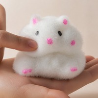 Jouet anti-stress en peluche floquée douce et soyeuse, motif hamster, mignon Kawaii, blanc crème, fait main, cadeau, 1 pièce, lot de 2, vente en gros, assortiment