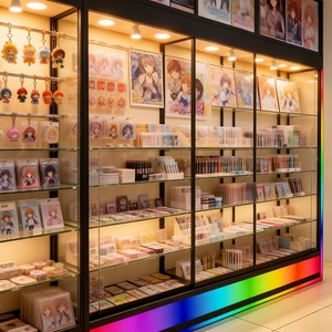 Vitrina de exhibición de <span class=keywords><strong>anime</strong></span> con cristal templado personalizado e iluminación LED de color para tiendas de vapeo - Product Image 6