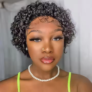 Nouvelle arrivée perruques courtes <span class=keywords><strong>coupe</strong></span> Pixie prêtes à être expédiées perruques de <span class=keywords><strong>cheveux</strong></span> humains sans dentelle perruques courtes pas chères bouclées Pixie <span class=keywords><strong>cheveux</strong></span> humains pour femmes noires - Product Image 5
