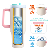 Everich Fashion Tasse de voyage durable Gobelet de 40oz avec poignée 2 en 1 Paille et couvercle Sip Tumbler à double isolation