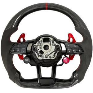 アウディ TT R8 S3 S4 S5 S6 S7 RS3 RS4 RS5 RS6 A6 C7 RS Q5 Q6 A4 A5 <span class=keywords><strong>LED</strong></span> スエード カーボンファイバー 車用アクセサリー ステアリングホイール - Product Image 1