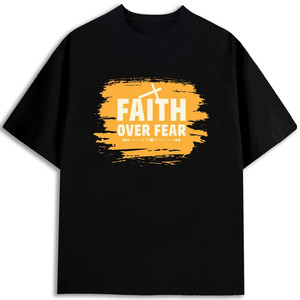 T-shirt pour homme Faith Over Fear, 100% coton, coupe classique, manches courtes, jersey imprimé, col rond, design écologique - Product Image 1
